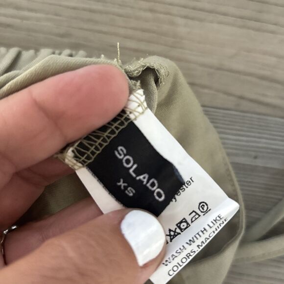 Solado Side Leg Chino Pants Light Sage Green with Tie Waist And Elastic Back XS - Picture 9 of 11